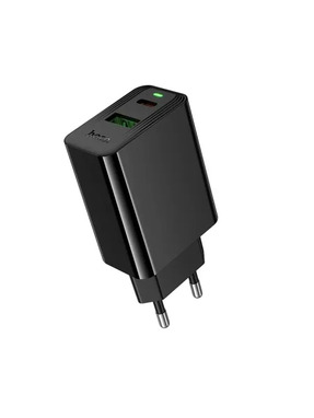 Мережевий зарядний пристрій Hoco CS95A (1 USB-A + 1 USB-C) 30W Black