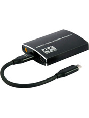 Кабель передачі відео Cablexpert A-CM-HDMIF2-01 Type-C (M) to 2xHDMI (F) + jack 3.5mm (F) 0,15m Black (A-CM-HDMIF2-01)