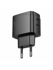 Мережевий зарядний пристрій Hoco CS62A (2 USB-C) 45W Black