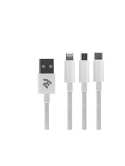 Кабель синхронізації 2E 3in1 USB to Lightning + microUSB + Type-C 1,2 Ні White 1,2m White (2E-CCMTLAB-WT)
