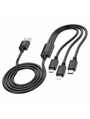 Кабель синхронізації Hoco X74 USB to Lightning + microUSB + Type-C 10W 1m Black
