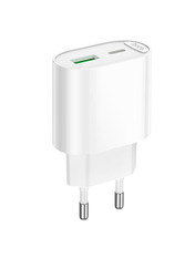 Мережевий зарядний пристрій Hoco C109A Fighter 1 USB-A + 1 USB-C Відсутній (1 USB-A + 1 USB-C) 20W White (6942007656719)