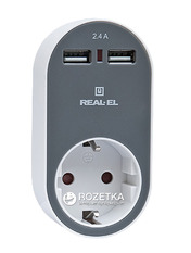 Мережевий зарядний пристрій REAL-EL CS-20 (2 USB-A) 12W White/Grey Відсутній 12 2 USB-A White/Grey