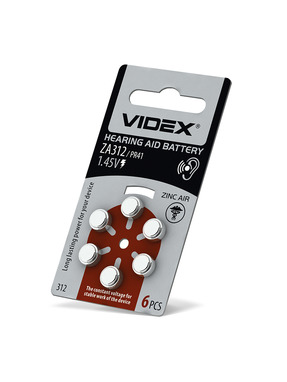 Батарейка Videx ZA312 PR41 Zinc Air 6шт (24218)