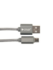Кабель синхронізації PowerPlant Quick Charge USB to microUSB Grey 2m Grey (CA910519)