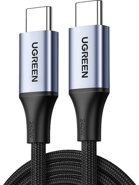 Кабель синхронізації Ugreen US535 Type-C to Type-C 240W 2m Grey/Black (90440)