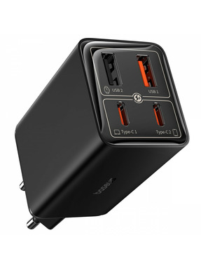 Мережевий зарядний пристрій Baseus GaN6 Pro  (2 USB-A + 2 USB-C) 65W + кабель Type-C Black (P10162701113-00)