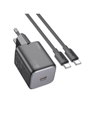 Мережевий зарядний пристрій Hoco N40 (1 USB-C) 20W + кабель Type-C to Type-C Black () Type-C to Type-C Black