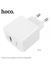 Мережевий зарядний пристрій Hoco CS12A Ocean 1 USB-A 18 White Відсутній (1 USB-A) 18W White