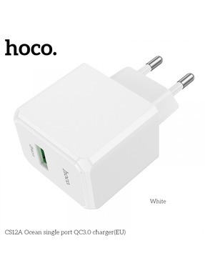 Мережевий зарядний пристрій Hoco CS12A Ocean (1 USB-A) 18W White