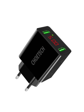 Мережевий зарядний пристрій Choetech (2 USB-A) 11W Black (C0028)
