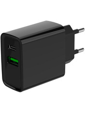 Мережевий зарядний пристрій Gembird (1 USB-A + 1 USB-C) 20W Black (TA-UC-PDQC20-01-BK)