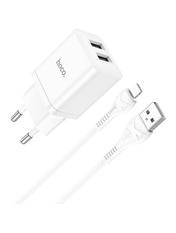 Мережевий зарядний пристрій Hoco N25 Lightning White (2 USB-A) 10,5W + кабель Lightning White 2 USB-A 10.5