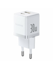 Мережевий зарядний пристрій Baseus Palm 1 USB-A + 1 USB-C White 30 Відсутній (1 USB-A + 1 USB-C) 30W White