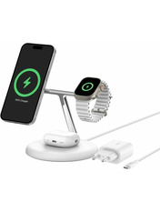Бездротовий зарядний пристрій Belkin BoostCharge Pro 3in1 Qi2 White 15 White (WIZ023VFWH)