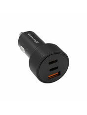 Автомобільний зарядний пристрій Grand-X CH-09 50W 1 USB-A + 2 USB-C Black