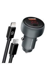 Автомобільний зарядний пристрій ArmorStandart AR-C43 30W Type-C to Lightning Grey 1 USB-A + 1 USB-C 1 USB-A + 1 USB-C + кабель Type-C to Lightning Grey (ARM82462)