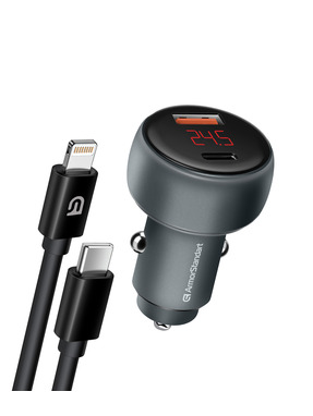 Автомобільний зарядний пристрій ArmorStandart AR-C43 30W 1 USB-A + 1 USB-C + кабель Type-C to Lightning Grey (ARM82462)