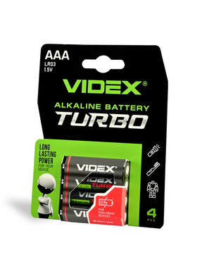Батарейка Videx Turbo AAA Alkaline 4шт (27021)