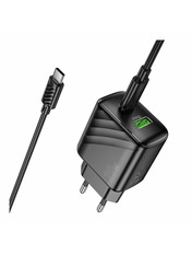 Мережевий зарядний пристрій Hoco CS25A (1 USB-A + 1 USB-C) 20W + кабель Type-C to Type-C Black Type-C to Type-C