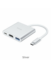 USB-хаб Hoco HB14 USB 3.0 (1xUSB 3.0 + 1xType-C + 1xHDMI) Silver
