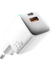 Мережевий зарядний пристрій Essager PoleStar GaN Travel Charger (1 USB-A + 1 USB-C) 33W White