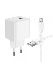 Мережевий зарядний пристрій Borofone BAS11A MicroUSB White (1 USB-A) 10,5W + кабель MicroUSB White