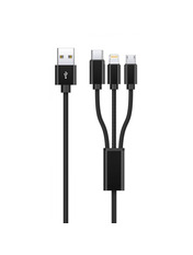 Кабель синхронізації Proove TripleUSB to Lightning + microUSB + Type-C Black 60W 1m Black (CCTC20001501)