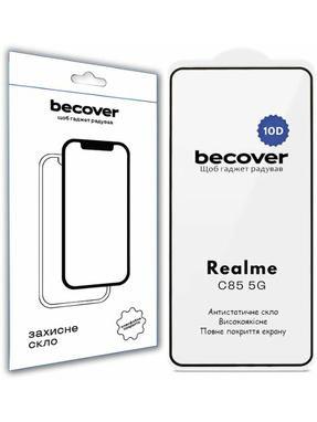 Захисне скло BeCover 10D для Realme C85 5G глянсове (715140) Black