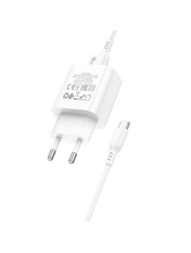 Мережевий зарядний пристрій Borofone BA81A Type-C to Type-C (1 USB-C) 20W + кабель Type-C to Type-C White