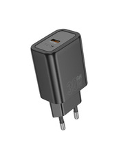Мережевий зарядний пристрій Hoco N63 Gentle Type-C to Lightning (1 USB-A + 1 USB-C) 30W + кабель Type-C to Lightning Black