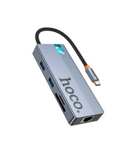 USB-хаб Hoco HB52 Type-C (2xUSB 3.0 + 1xType-C + 1xHDMI + 1xRJ45 + SD +TF) Gray
