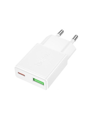 Мережевий зарядний пристрій Hoco N73 Speed (1 USB-A + 1 USB-C) 20W White
