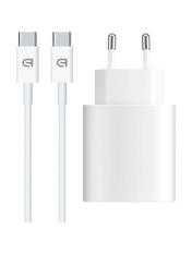 Мережевий зарядний пристрій ArmorStandart AMHJ83 20 1 USB-C Type-C to Type-C White (1 USB-C) 20W + кабель Type-C to Type-C White (ARM77725)
