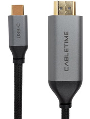 Кабель передачі відео CableTime v.2.0 Type-C to HDMI Black/Gray 1,8m Black/Gray
