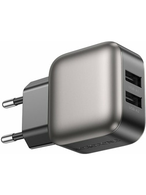 Мережевий зарядний пристрій Borofone BAS51A Absolute (2 USB-A) 12W Black (6941991116100)