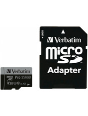 Карта пам'яті Verbatim Pro 256 ГБ Так UHS-I U3 microSD 256GB UHS-I U3 + SD-adapter (47045)