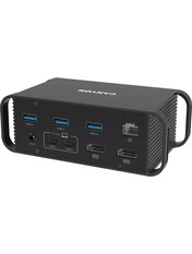 USB-хаб Canyon HDS-95ST Type-C (2xUSB 3.0 + 2xUSB 2.0 + 4xType-C + 2xHDMI + 1xRJ45 + 1xMiniJack + SD + TF) з додатковим живленням Black (CNS-HDS95ST)