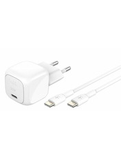Мережевий зарядний пристрій Belkin BoostCharge Compact 1 USB-C 30 White Type-C to Type-C (1 USB-C) 30W + кабель Type-C to Type-C White (WCA008KQ1MWH-B6)