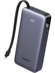 Павербанк Ugreen Built-in Cable 2xUSB-C + 1xUSB-A 45 20000 Dark Gray 45W 20000mAh Dark Gray (55988)