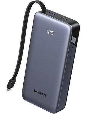 Павербанк Ugreen Built-in Cable 2xUSB-C + 1xUSB-A 45W 20000mAh Dark Gray (55988)