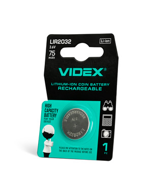 Акумуляторна батарейка Videx LIR2032 Lithium 75mAh 1шт (27288)