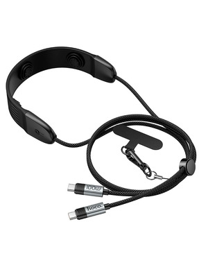 Кабель синхронізації Hoco U145 nec hanging with massager Type-C to Type-C 100W 1,4m Black