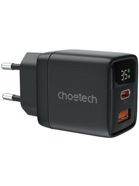 Мережевий зарядний пристрій Choetech PD6052 (1 USB-A + 1 USB-C) 35W Black (PD6052-EU-BK)
