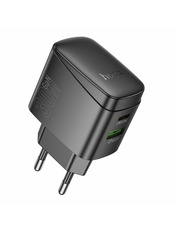 Мережевий зарядний пристрій Hoco CS61A Bright (1 USB-A + 1 USB-C) 30W Black
