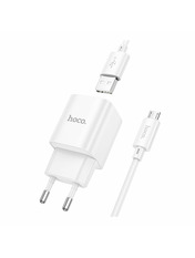 Мережевий зарядний пристрій Hoco C145A MicroUSB (1 USB-A) 18W + кабель MicroUSB White