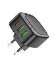 Мережевий зарядний пристрій Borofone BAS23A Lucky (2 USB-A + 1 USB-C) 30W Black