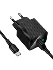 Мережевий зарядний пристрій Hoco CS111A Lounge 22.5 Type-C 1 USB-A Black (1 USB-A) 22,5W + кабель Type-C Black