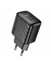 Мережевий зарядний пристрій Hoco CS25A (1 USB-A + 1 USB-C) 20W Black Відсутній