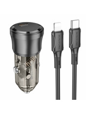 Автомобільний зарядний пристрій Borofone BZ24 20W 1 USB-C +кабель Type-C to Lightning Transparent Black Type-C to Lightning